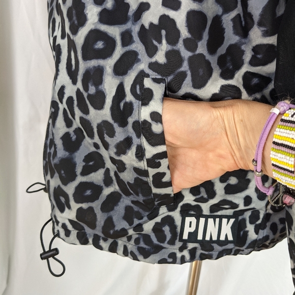 PINK EUC track jacket shorts snow leopard XS black - Picture 8 of 16